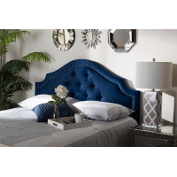 Baxton Studio BBT6564-Navy Blue-HB-Full Cora Modern and Contemporary Royal Blue Velvet Fabric Upholstered Full Size Headboard